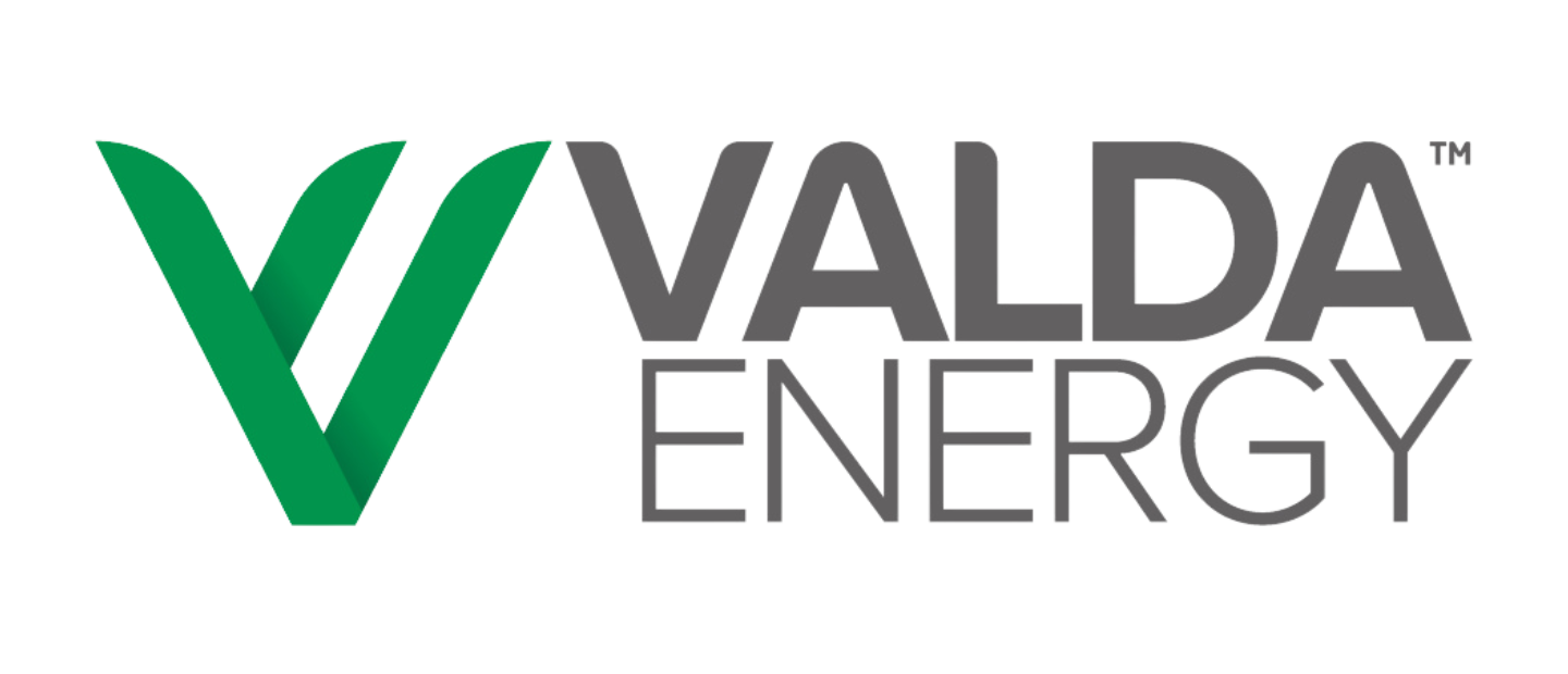Valda Energy logo with “VALDA” and “ENERGY” text on a black background